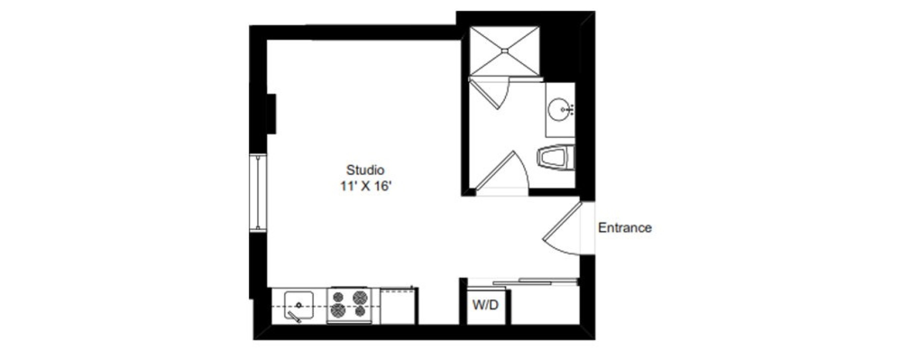 Chicago River North skyline - large studio apartment for rent river north