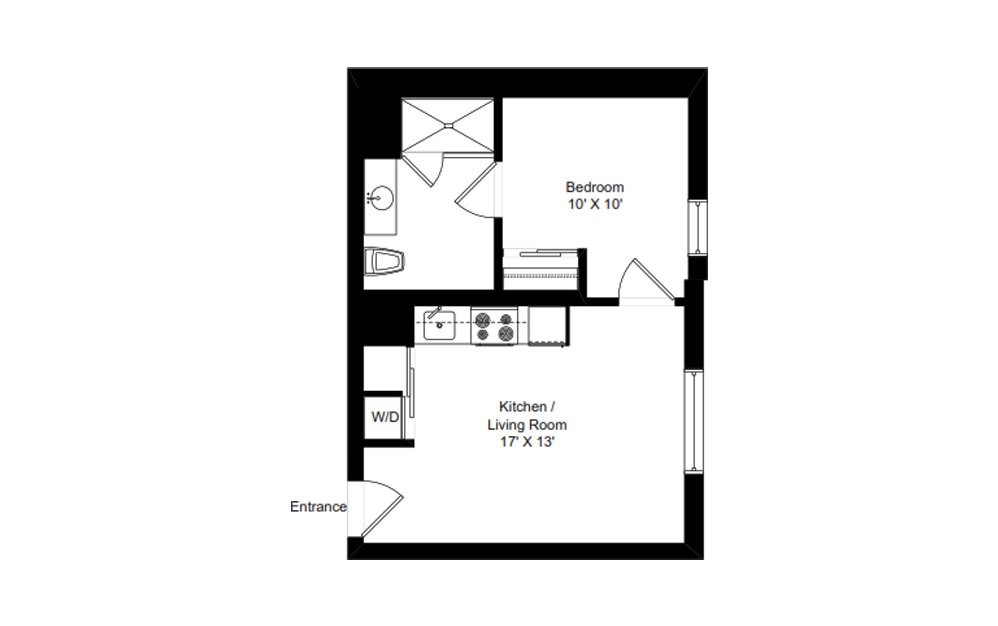 H-C23 - 1 bedroom floorplan layout with 1 bath and 469 square feet.