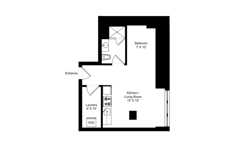 H-C24 - 1 bedroom floorplan layout with 1 bath and 515 square feet.