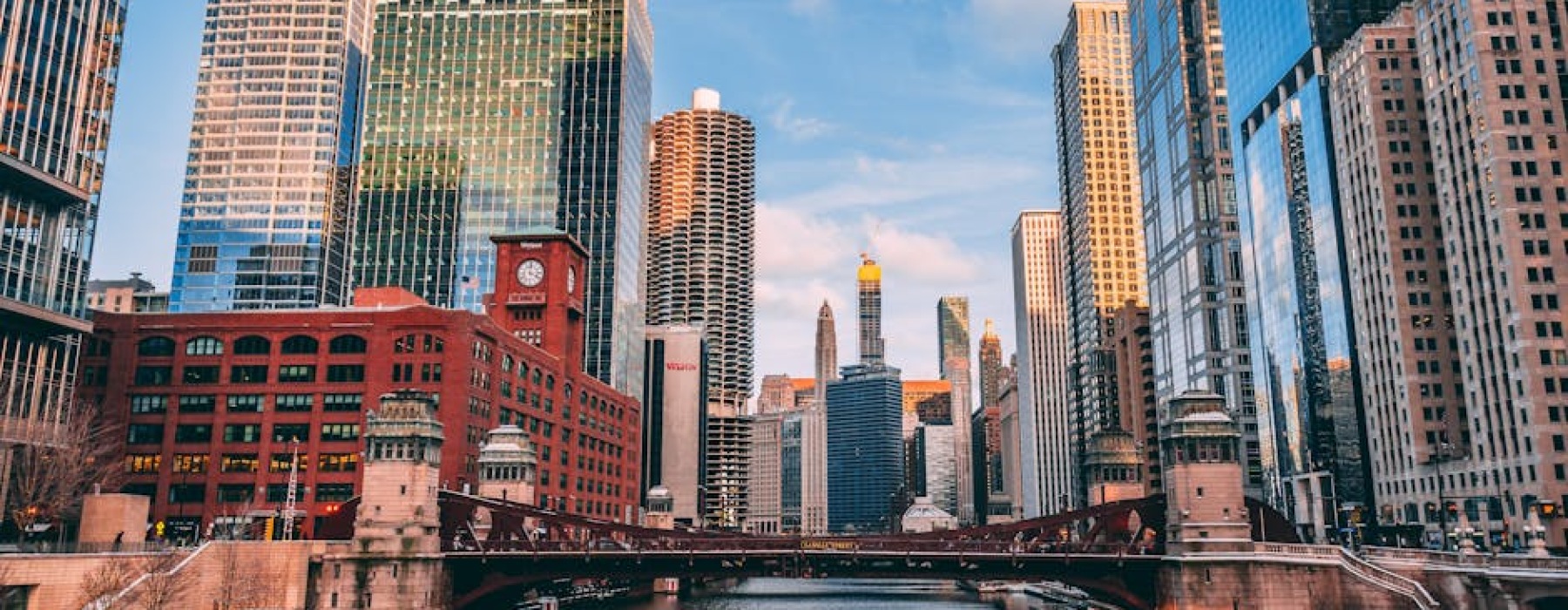 Chicago Skyline with River North in the Foreground - river north apartments for rent