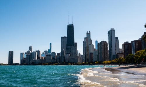 Chicago skyline along Lake Michigan